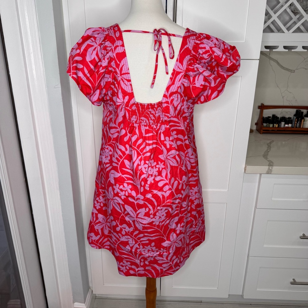 Voyageur by Mersea Women’s Capri Floral Dress Square Neck Flutter Sleeve Size L - Picture 6 of 8